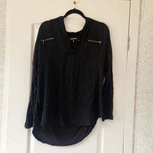 My Michelle Black Long Sleeve Blouse with Zipper Accents Size XL Euc